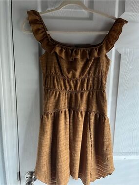 Ruffle-Trim Brown Sundress